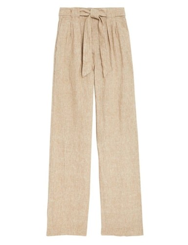 EX M&S LINEN WIDE TROUSER PURE LINEN BELTED SUMMER PANT HOLIDAY LADIES - Picture 2 of 16