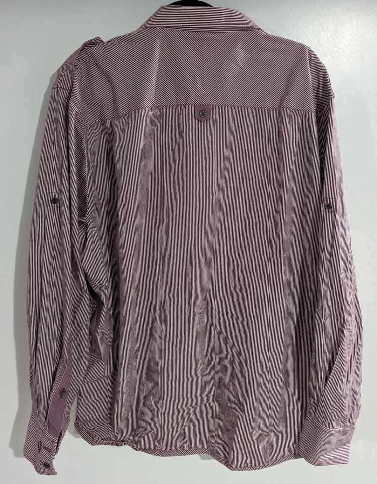 Cavi Men's 3XL Light Purple And White Stripe Dress Shirt Button Down 100% Cotton - Image 4 of 4