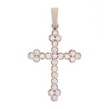 14k White Gold 0.50ctw Diamond Cross Pendant 1.2" 1.6 grams