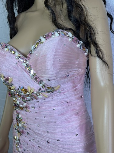 Tony Bowls LeGala Y2K rosa Herzausschnitt Meerjungfrau Stil trägerloses Kleid-Größe 8 - Bild 3 von 17