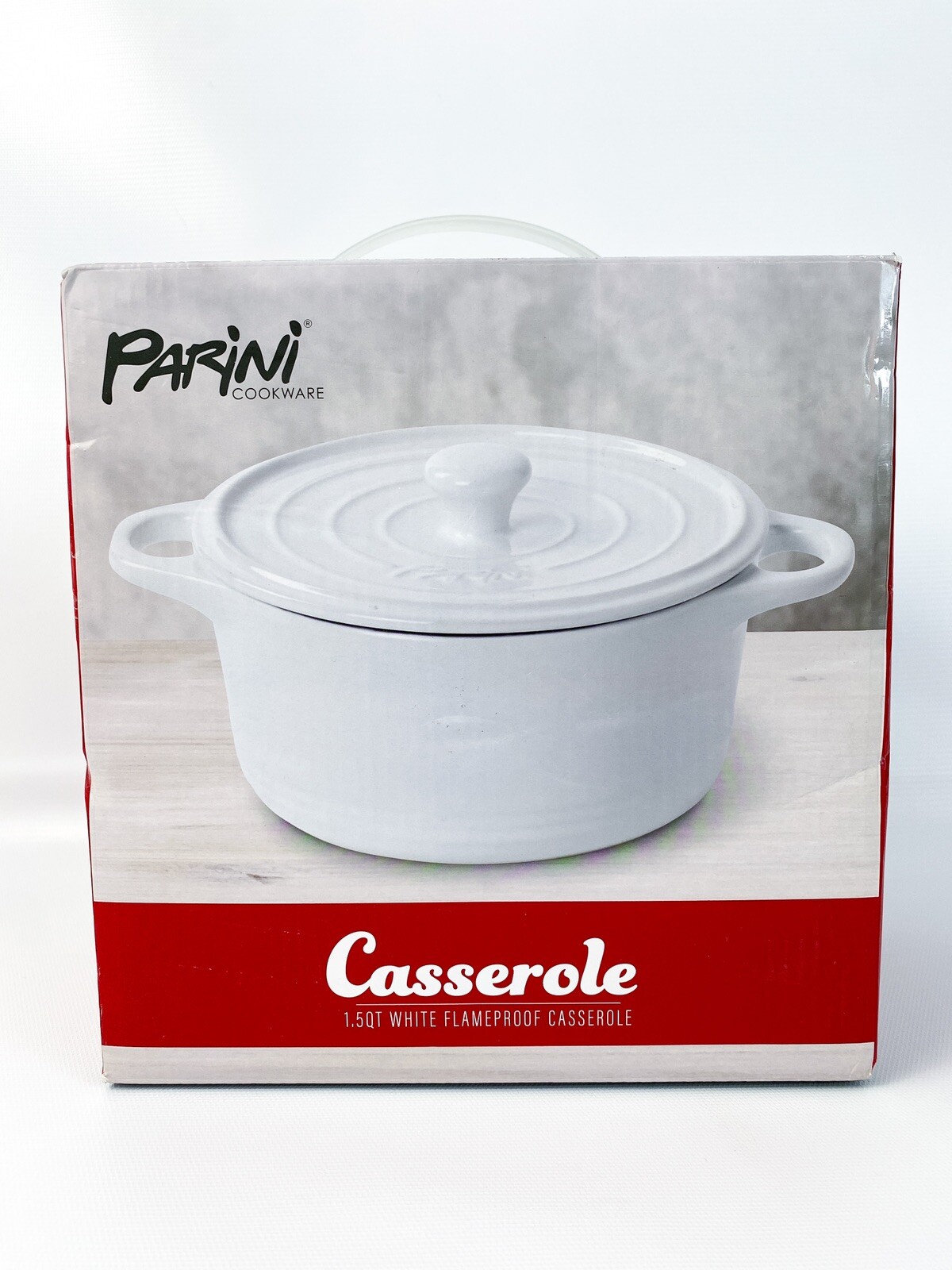 new-white-casserole-dish-parini-flameproof-with-lid-1-5-quart-new-in