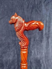 Wolf Carved Cane Wooden Walking Stick Handmade Wood Crafted Comfortable Gift
