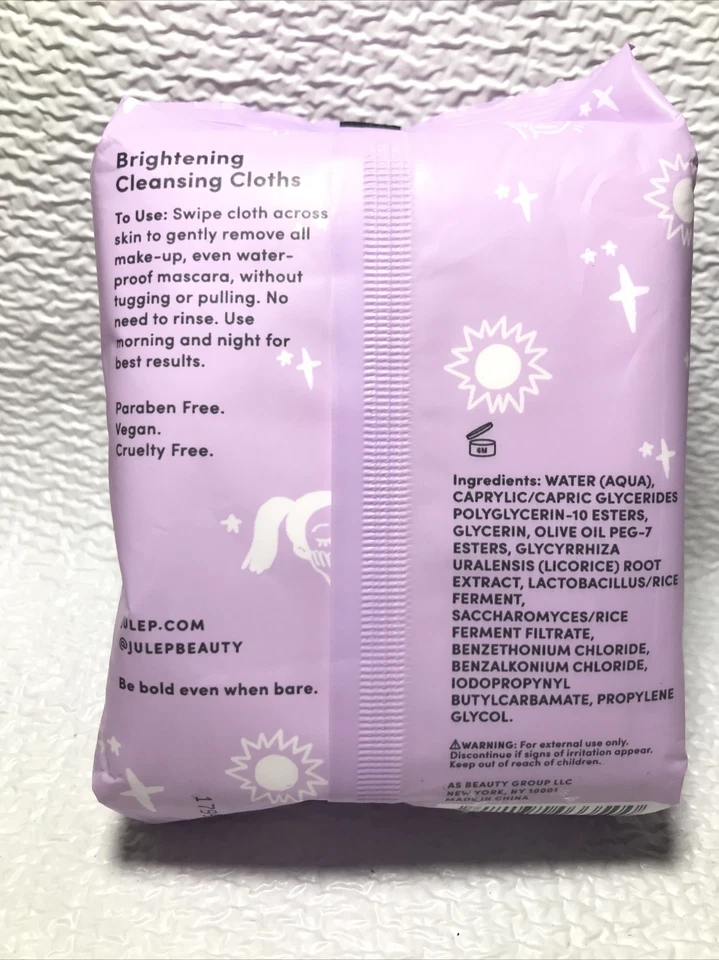 NEW JULEP Love Your Bare Face Brightening Cleansing Cloths 30 Towelettes Wipes - Image 3 of 4
