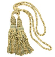 DÉCopro Doppel Quasten Zugband, Farbe #EL07 - Olive Beige Gold [ Set Mit 4]