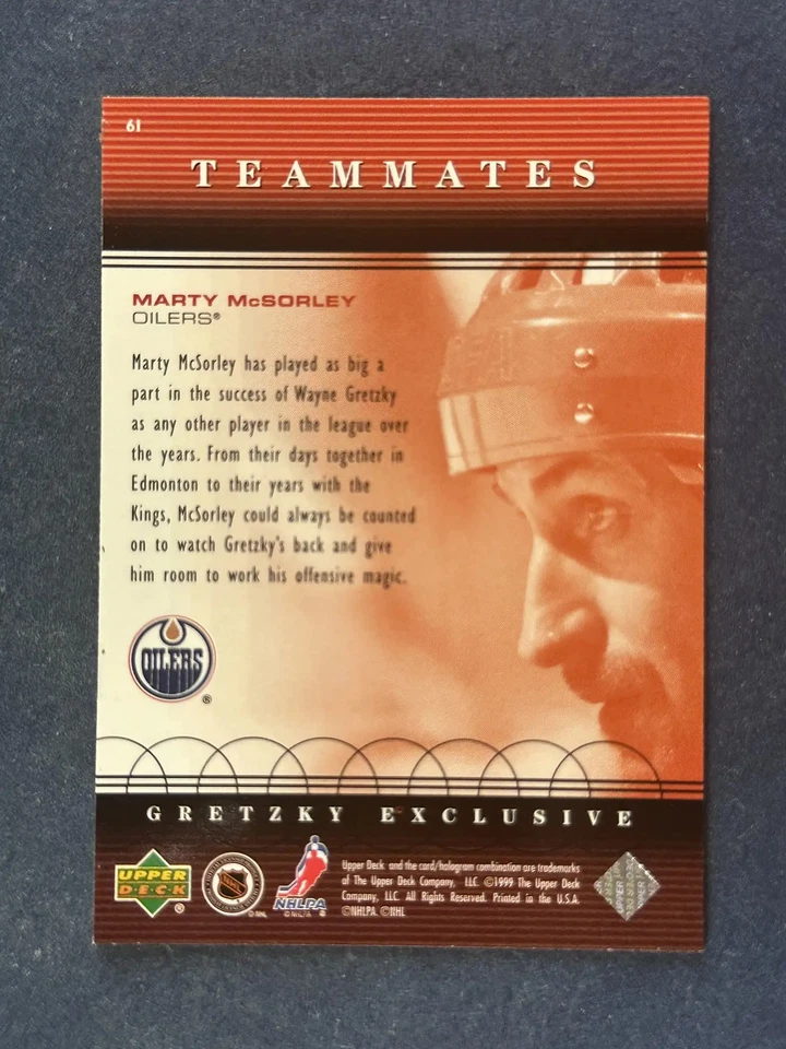 1999-00 UD Gretzky Exclusives #61 Wayne Gretzky/Marty McSorley Oilers - Image 2 of 2