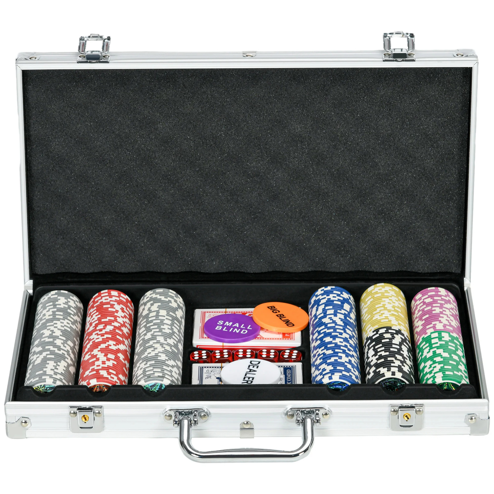 Mallette de poker 300 jetons en aluminium avec tapis de feutre et cartes