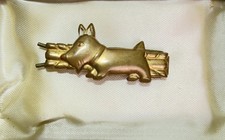 Vtg 1940s Terrier Dog Gold Tone Hair Barrette Clip Scottish Scotty West Highland