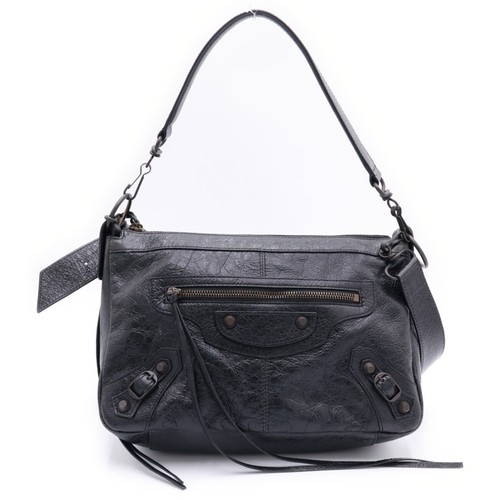BALENCIAGA LE CITY MOTO SMALL Lucity Lambskin 2 Way Crossbody Shoulder Bag Used