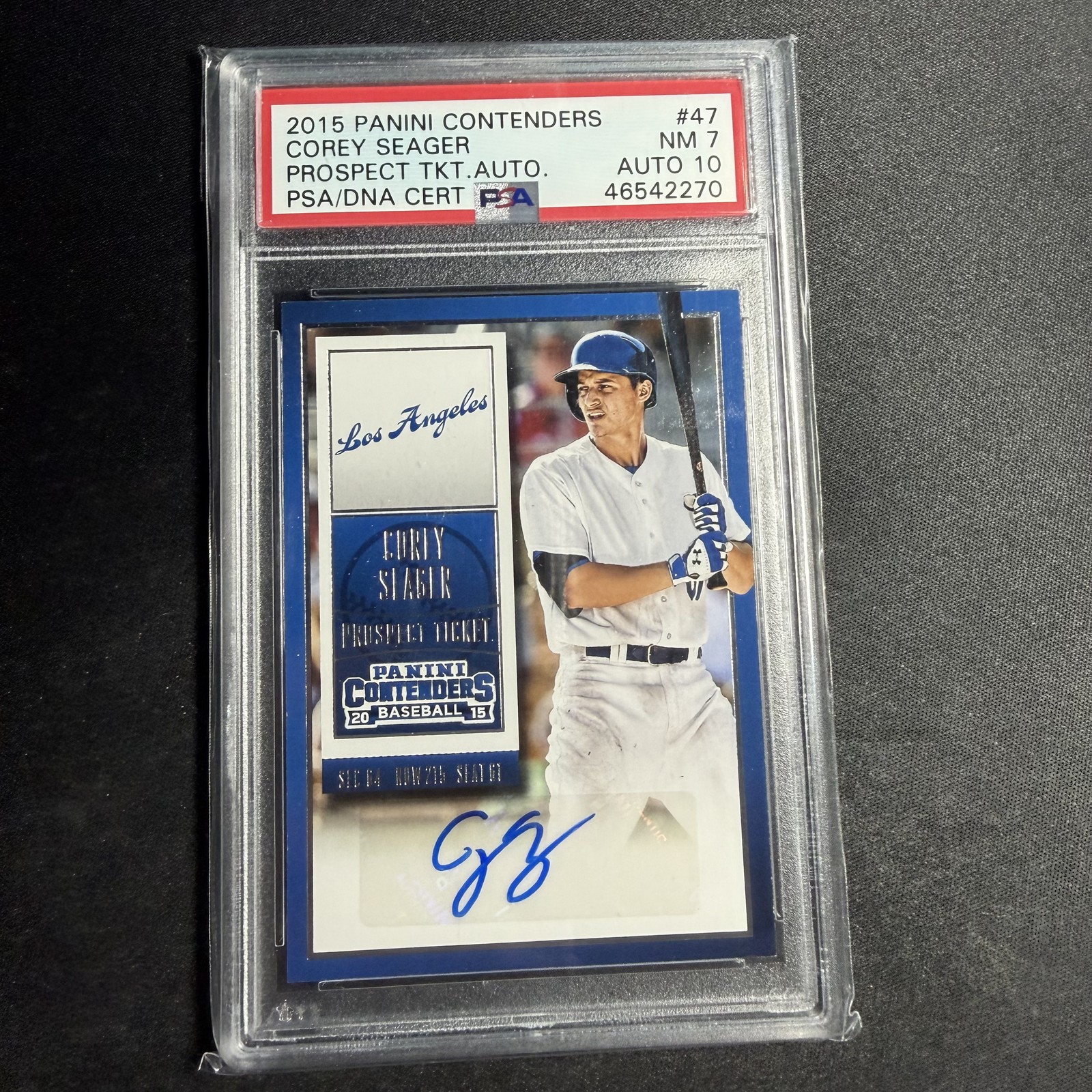 2015 Panini Contenders #47 Corey Seager Prospect Ticket Autographs PSA 7