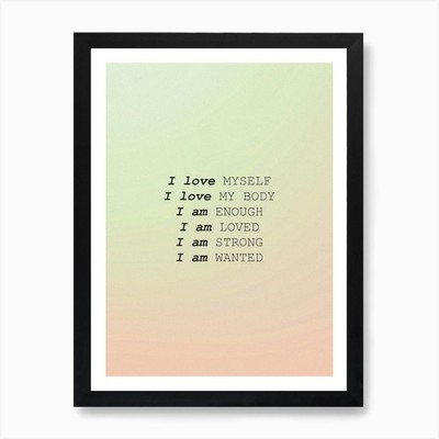Affirmationen Farbverlauf 1 Kunstdruck gerahmt Wandbild Poster Leinwanddruck Bild