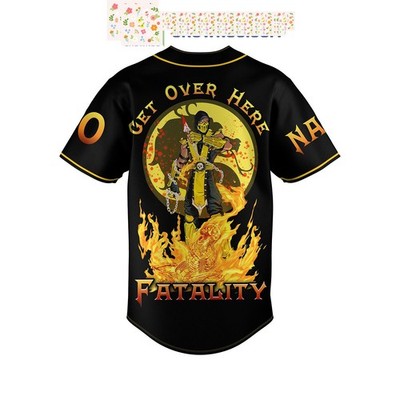Scorpion Mortal Kombat Get Over Here Fatality Personalized Baseball Jersey