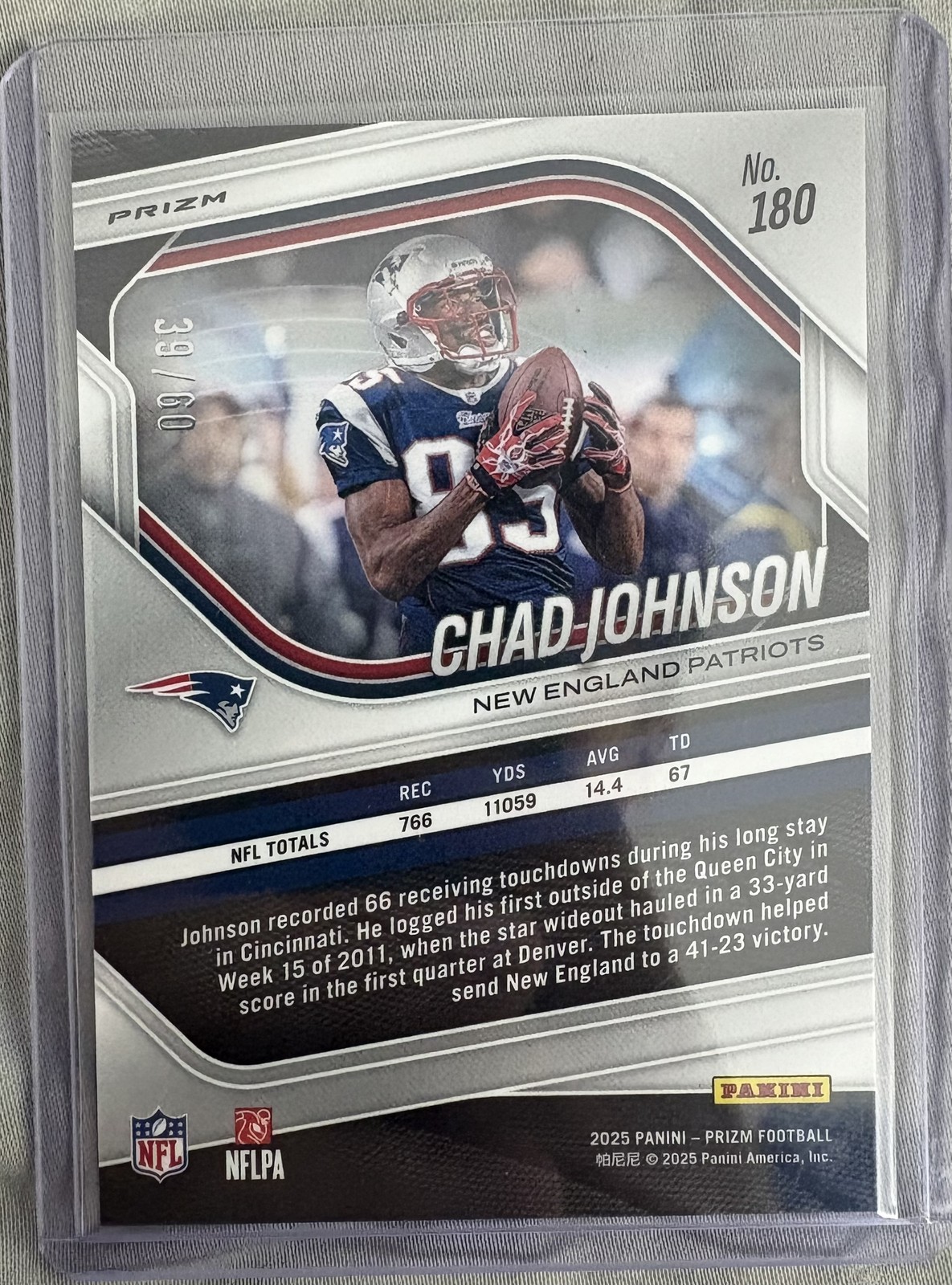 2025 Panini Prizm Chad Johnson #180 Pink Super Bowl Prizm /60 Patriots SP