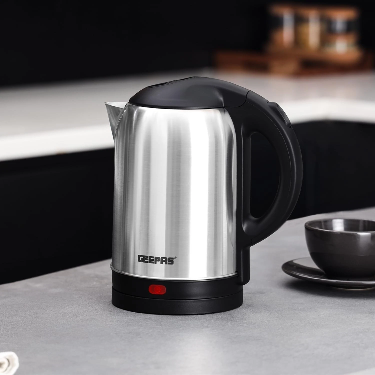 Geepas Cordless Kettle 1.8L Stainless Steel LED Fast Boil Kitchen Kettle