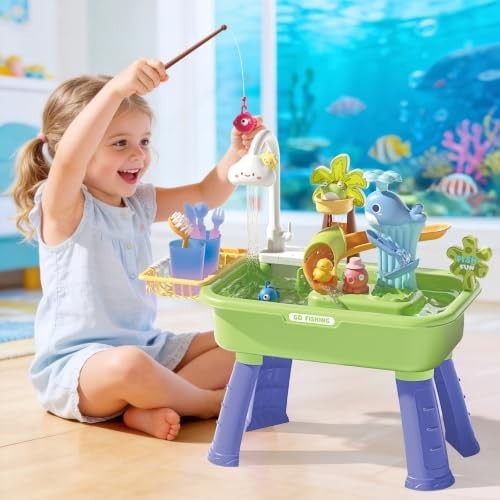 deAO Lavandino Giocattolo Bambini 4 in 1 con Rubinetto Funzionante, 3+ Anni foto 3