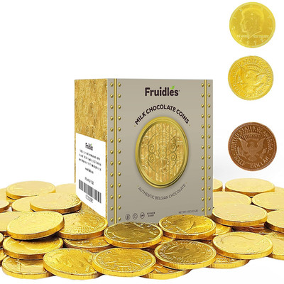 Fruidles Milk Chocolate Gold Coins -Nut Free - Made with Premium Belgian Chocola
