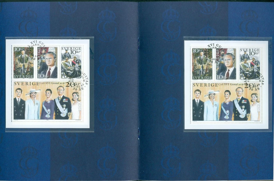 Sweden. Folder 1996 6 Pages.King Carl XVI Gustaf 50 Year. 2 Souv.Sheet Sc#2167A - Image 2 of 4