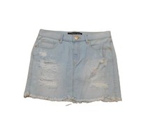 Express Size 4 Light Wash Distressed Denim Jean Skirt