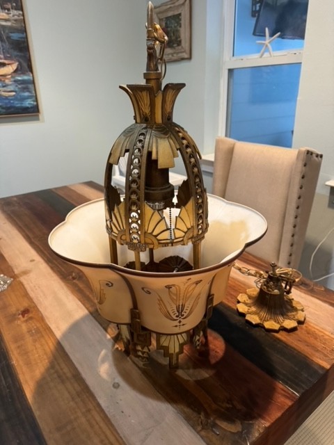 Art Deco RARE Beardslee Five Hump hanging fixture slip