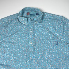 Chubbies Shirt Tiny Oysters All Over Pink Blue Performance Polo Men's Size L