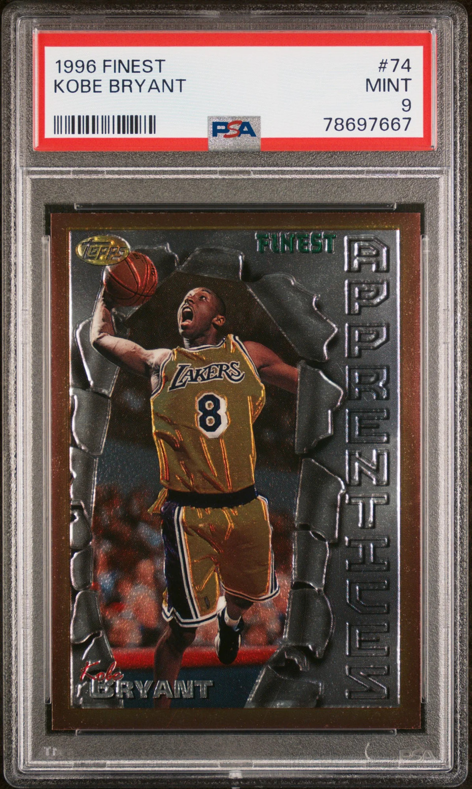 PSA 9 1996 Finest Kobe Bryant Rookie RC #74