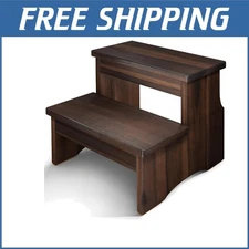 Portable Two-Step Acacia Ladder - Effortlessly Reach High Places with Style