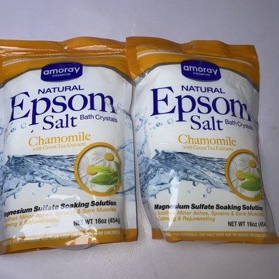 2pk 16oz Amoray epson salt chamomile Bath calming minor aches FREE SHIPPING 