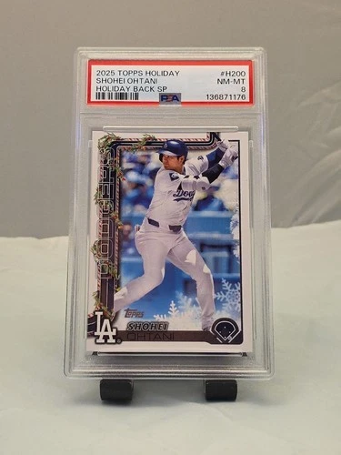 2025 Topps Holiday Shohei Ohtani #H200 Holiday Variation Back PSA 8