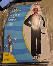Dr. Seuss Cat In The Hat Adult Jumpsuit Large/ XL Spirit Halloween