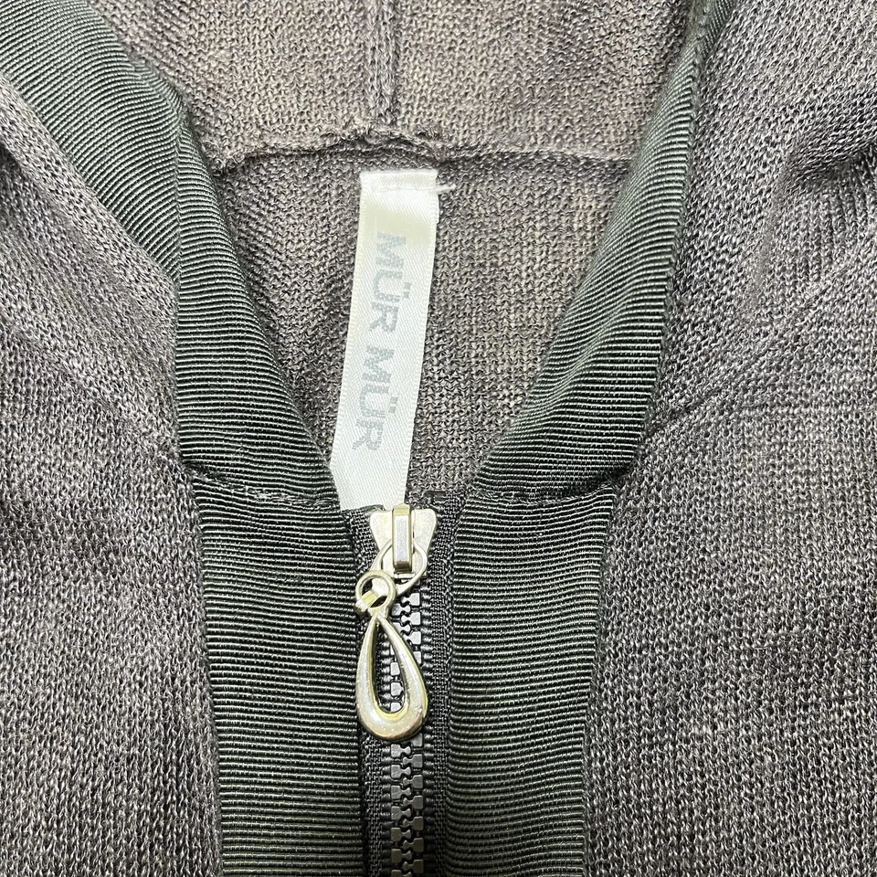 Suéter tejido con capucha y cremallera completa Mur Mur mezcla de lino para mujer talla mediana púrpura Foto 3 de 4