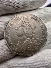 1743 Half Crown George II Decimo Septimo Silver Coin In Decent Condition Rare