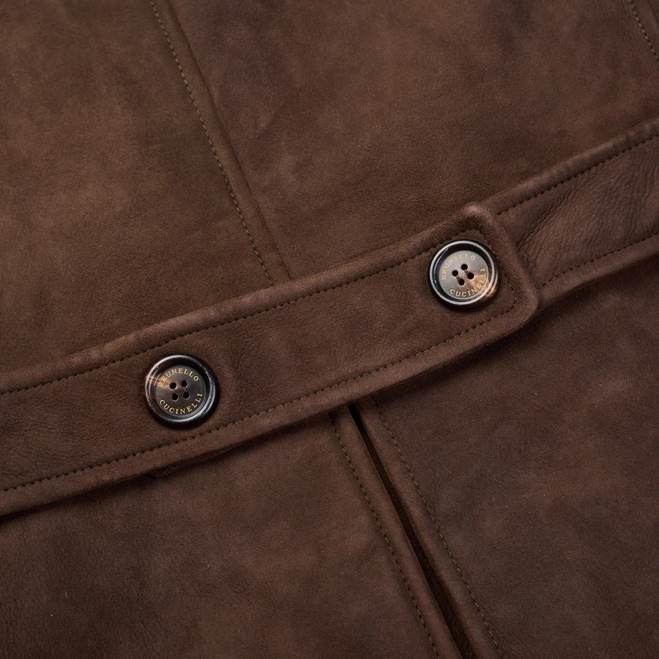 BRUNELLO CUCINELLI Brown Fur Lined Suede Mid Length Leather Jacket Coat NEW - Image 4 of 4