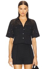 NEW Veronica Beard Spruce Embroidered Cotton Short Sleeve Top Sz 12 NWT 378