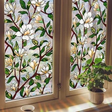 3D Stained Glass Window Privacy Film, Static Cling Decorative Sticker for Roo...