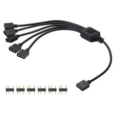 ARGB Splitter Cable, 5V 12" 3 Pin 1 to 5 Female to Female, Black