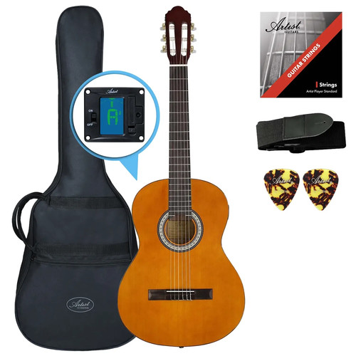 Artist CL44AML Left Handed Full Size Classical Guitar Pack with Gig Bag Tuner - Picture 1 of 5