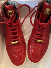 Versace Gold Medusa Quilted Black Patent Leather Sneakers 10.5 Authentic