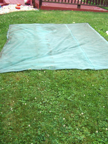 (677) USED, HEAVY DUTY CANVAS TARP 7FT WIDE X 6-1/2 HIGH WITH GROMMETS