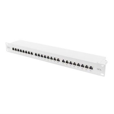 DIGITUS Patch Panel CAT 6A geschirmt 24 Port 1HE 483mm 19'' Patchpanel Weiß