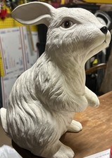 Ceramic Rabbit Figurine 12” Tall White Bunny Rabbit