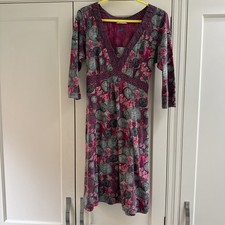 White Stuff Cranberry Crush,Midi,3/4 Sleeve, Clock Dress. Women’s Size 14