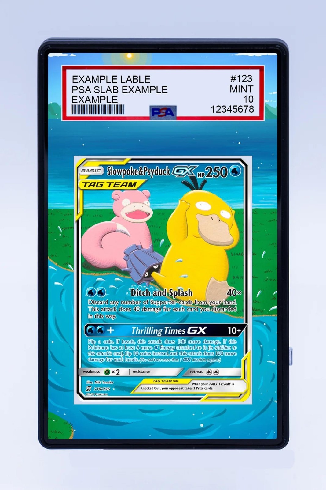 Slowpoke & Psyduck GX 218/236 Pokemon Extended  Artwork For PSA CGC BGS or TAG
