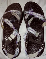Chaco Ecotread Sleet Blue Purple Diamond Pattern Strap Women Hiking Sandals Size