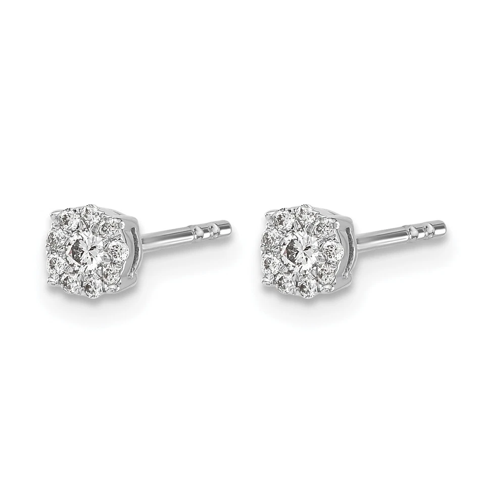 Pendientes de poste con halo de diamantes de 1/6 quilate de oro de 14 k EM5453 Foto 2 de 4