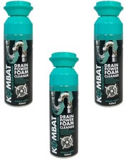 3 x 450ml Kombat Drain Power Foam Cleaner Anti-Odour Protection - Ocean Force