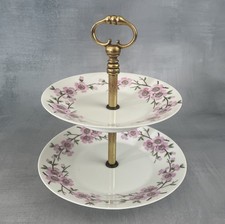 Plat serviteur à étage présentoir porcelaine de paris décor fleurs de cerisier