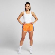 Nike Dri-FIT Womens Size Medium Running Shorts Orange Blue Athletic Gym Workout