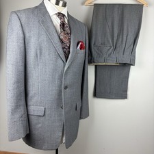 TRUE VTG 50s Lord Taylor 40R gray nubby wool two piece suit 32 x 30 pants AS IS