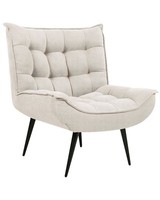 Sessel Stoff Beige Mit Schwarzen Metallbeinen Dicker Polsterung Modern Alvesta