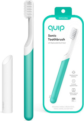 #ad Quip Electric Toothbrush with Sonic Vibrating Bristles with Timer amp; Cover Green $17.94