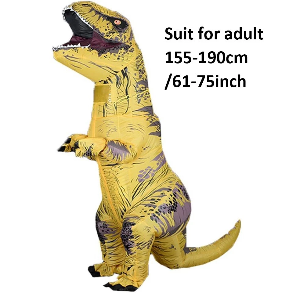 Fantasia de dinossauros infláveis roxa T-Rex roupa adulto cosplay festa - Imagem 2 de 4